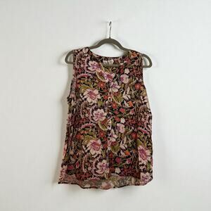 Joie Paisley 100% Linen Sleeveless Top. Size Medium.